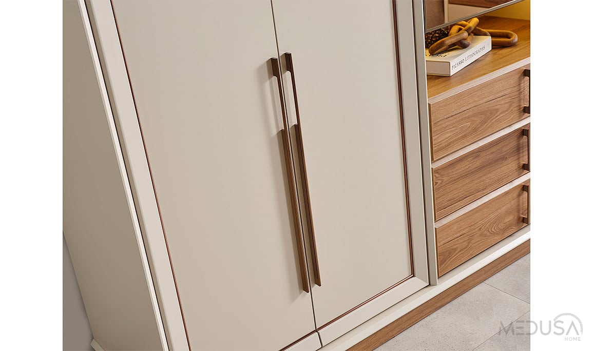 Medusa Home Mobilya - Heritage Krem & Ceviz Gardırop
