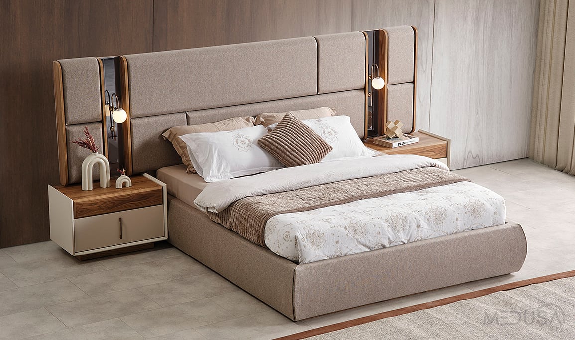 Medusa Home Mobilya - Heritage Krem & Ceviz Karyola