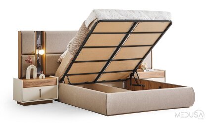 Medusa Home Mobilya - Heritage Krem & Ceviz Karyola