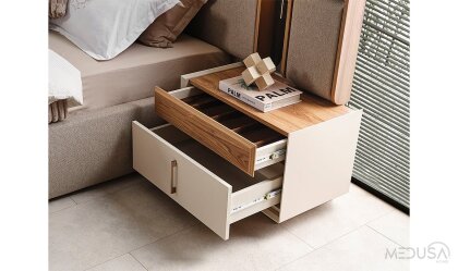 Medusa Home Mobilya - Heritage Krem & Ceviz Karyola
