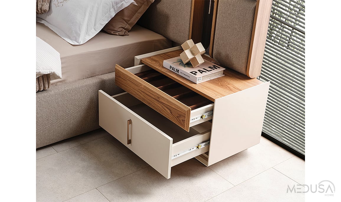 Medusa Home Mobilya - Heritage Krem & Ceviz Komodin