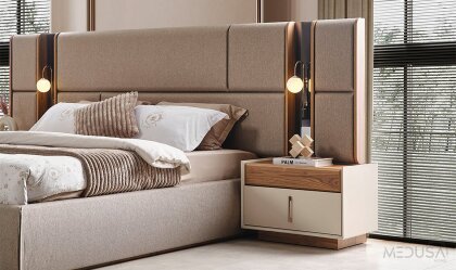 Medusa Home Mobilya - Heritage Krem & Ceviz Komodin