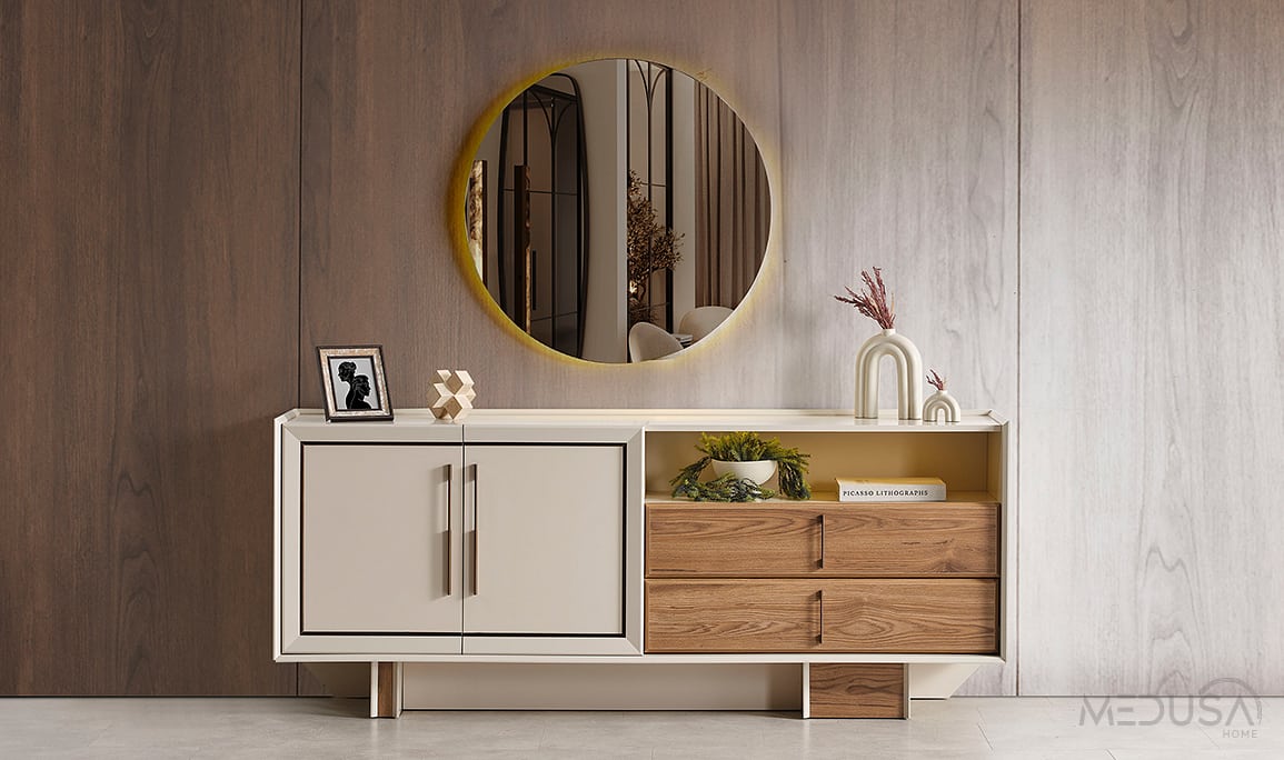 Medusa Home Mobilya - Heritage Krem & Ceviz Konsol