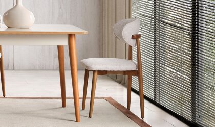 Medusa Home Mobilya - Heritage Krem & Ceviz Sandalye