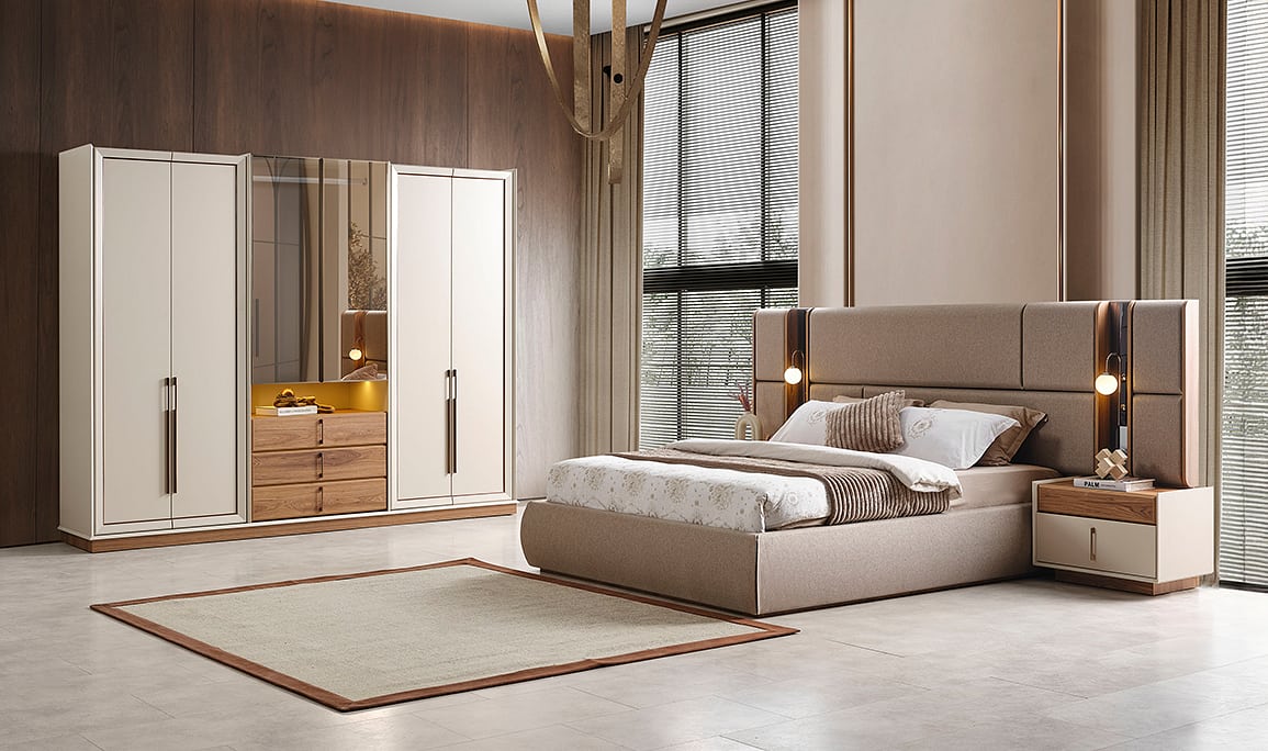 Medusa Home Mobilya - Heritage Krem & Ceviz Yatak Odası