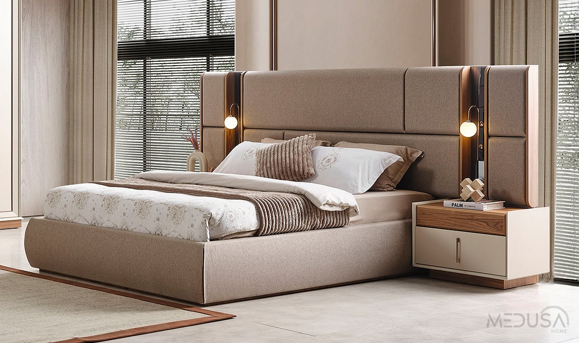 Medusa Home Mobilya - Heritage Krem & Ceviz Yatak Odası