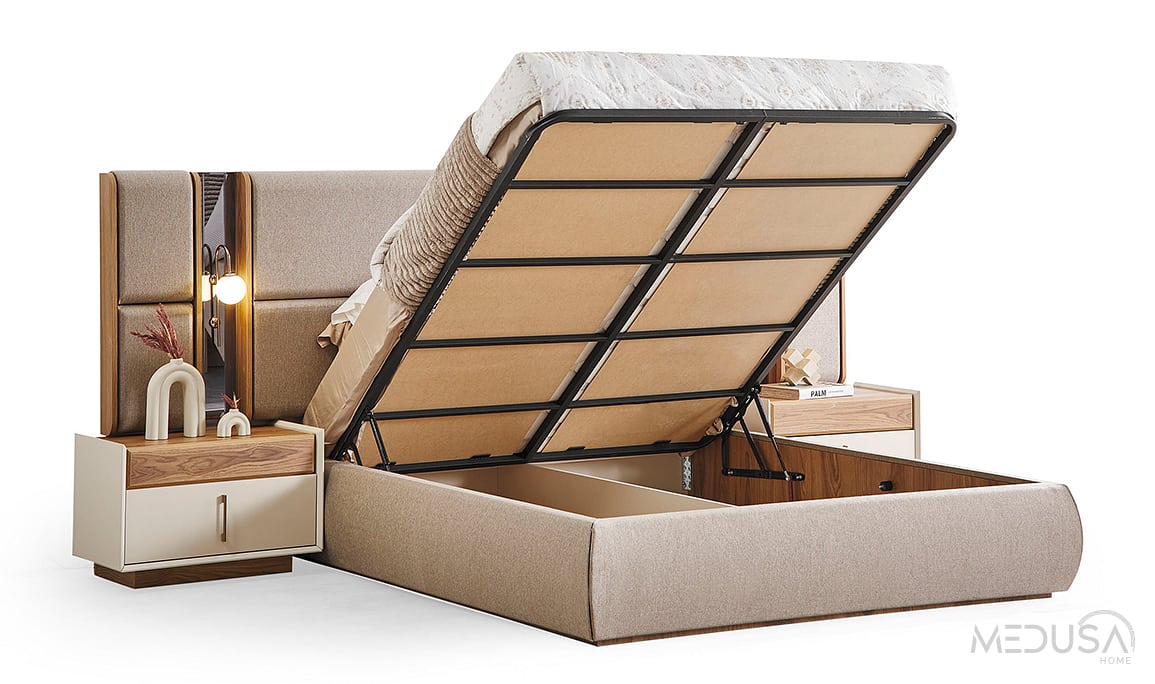 Medusa Home Mobilya - Heritage Krem & Ceviz Yatak Odası