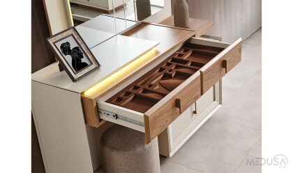 Medusa Home Mobilya - Heritage Krem & Ceviz Yatak Odası