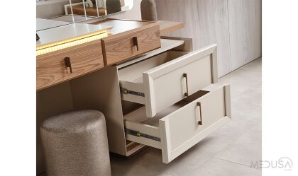 Medusa Home Mobilya - Heritage Krem & Ceviz Yatak Odası