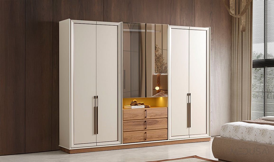 Medusa Home Mobilya - Heritage Krem & Ceviz Yatak Odası