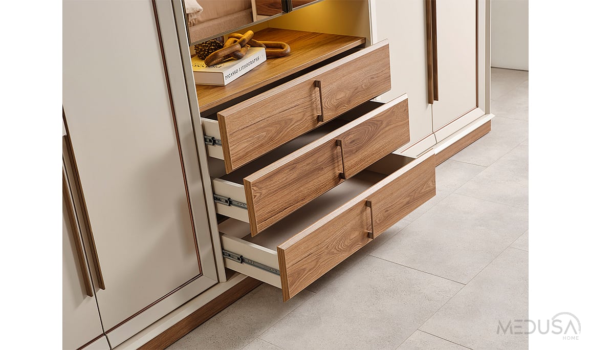 Medusa Home Mobilya - Heritage Krem & Ceviz Yatak Odası