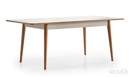 Medusa Home Mobilya - Heritage Krem & Ceviz Yemek Masası