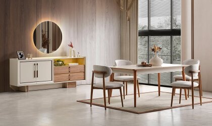 Medusa Home - Heritage Krem & Ceviz Yemek Odası