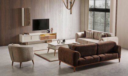 Medusa Home Mobilya - Heritage Krem & Ceviz Yemek Odası