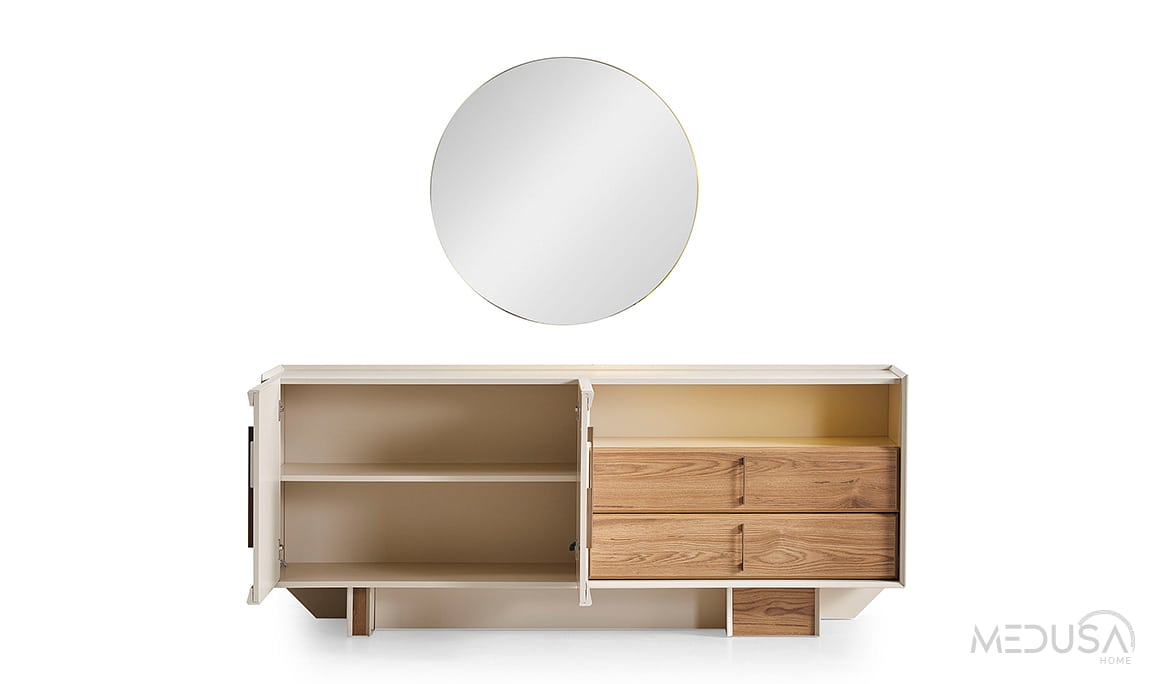 Medusa Home Mobilya - Heritage Krem & Ceviz Yemek Odası