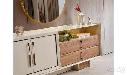 Medusa Home Mobilya - Heritage Krem & Ceviz Yemek Odası