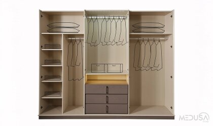 Medusa Home Mobilya - Heritage Krem & Gri Gardırop