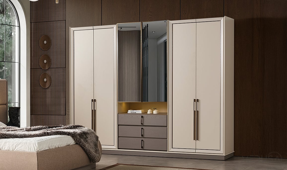 Medusa Home Mobilya - Heritage Krem & Gri Gardırop