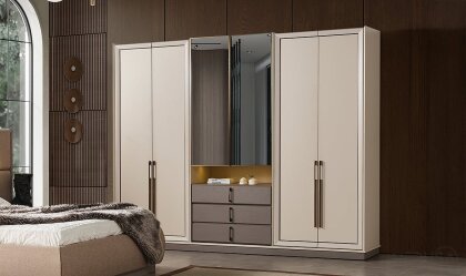 Medusa Home Mobilya - Heritage Krem & Gri Gardırop