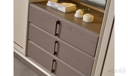 Medusa Home Mobilya - Heritage Krem & Gri Gardırop