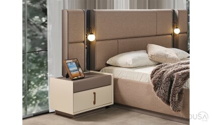 Medusa Home Mobilya - Heritage Krem & Gri Karyola