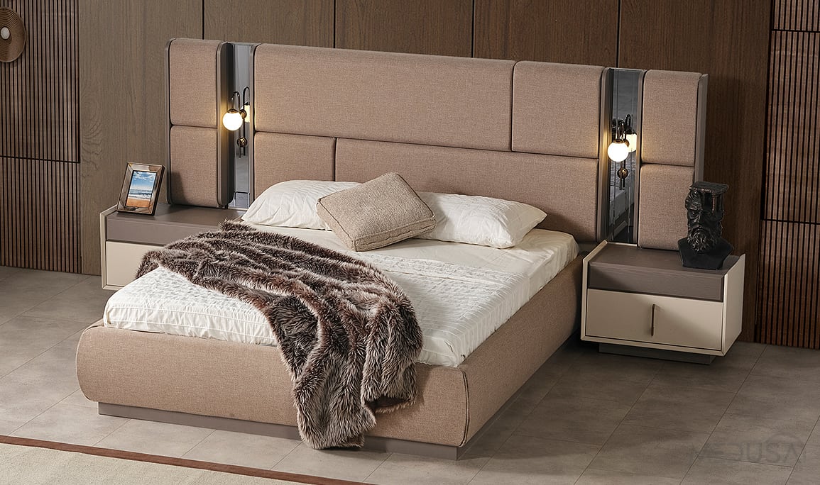 Medusa Home Mobilya - Heritage Krem & Gri Yatak Odası