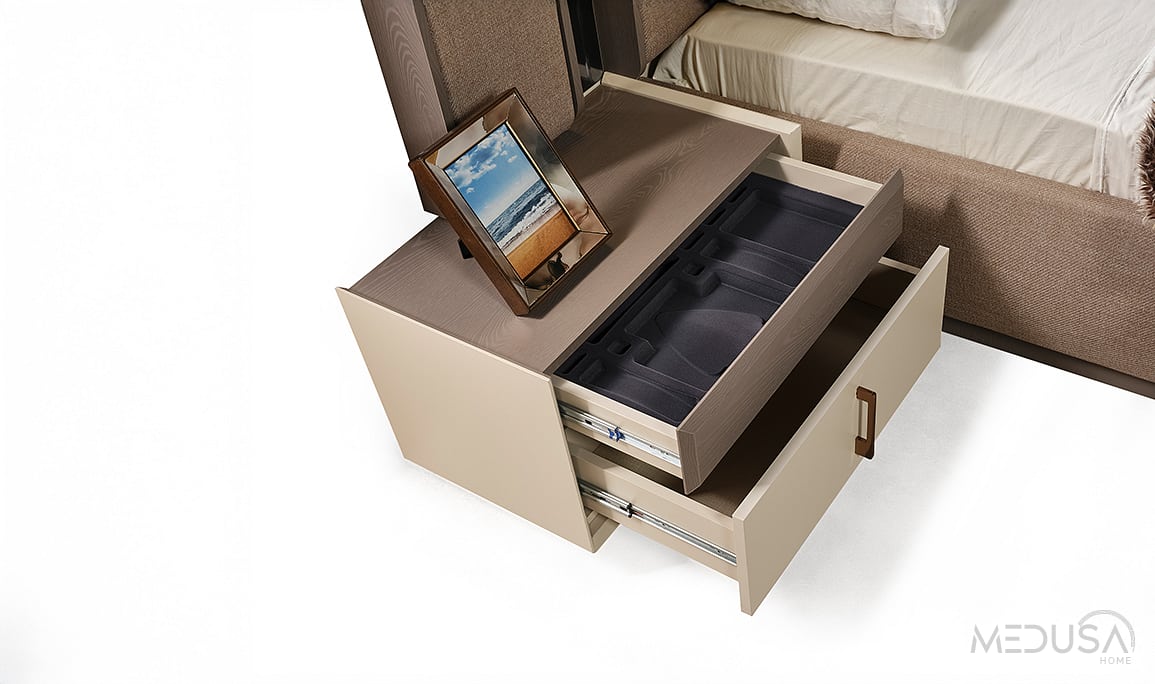 Medusa Home Mobilya - Heritage Krem & Gri Yatak Odası