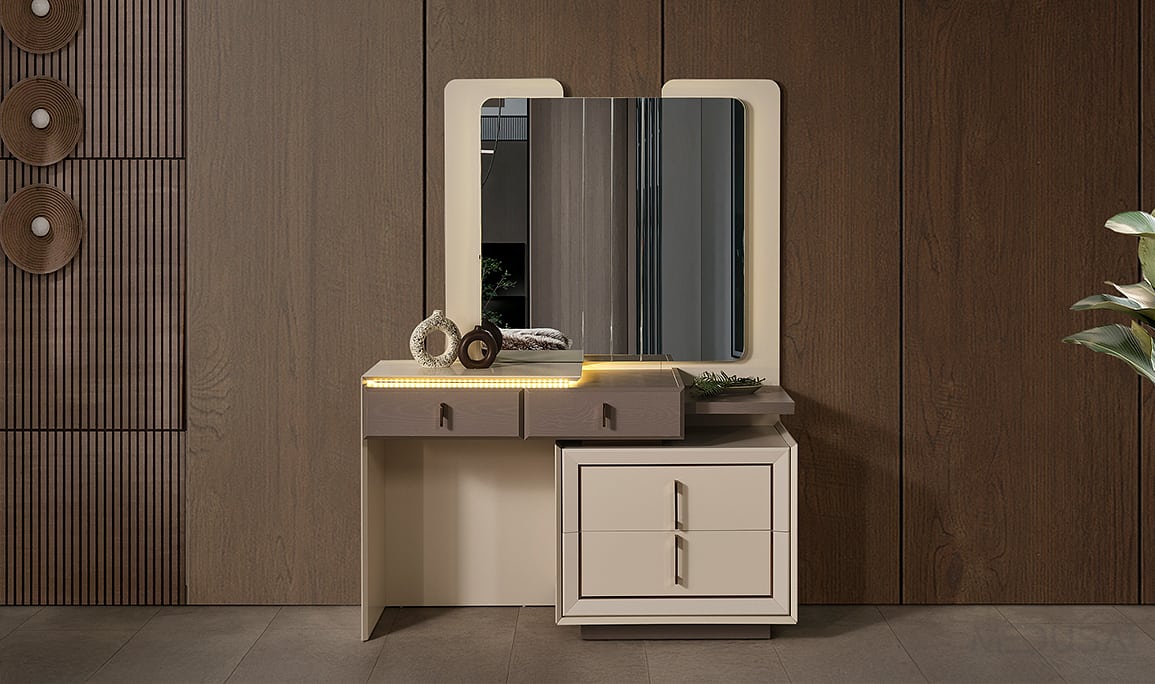 Medusa Home Mobilya - Heritage Krem & Gri Yatak Odası