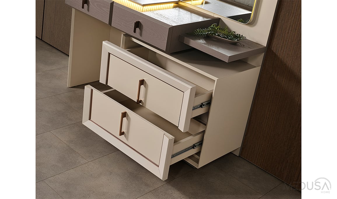 Medusa Home Mobilya - Heritage Krem & Gri Yatak Odası
