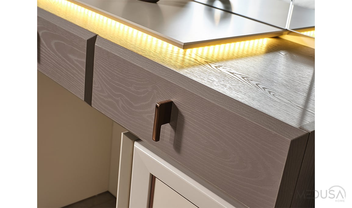 Medusa Home Mobilya - Heritage Krem & Gri Yatak Odası