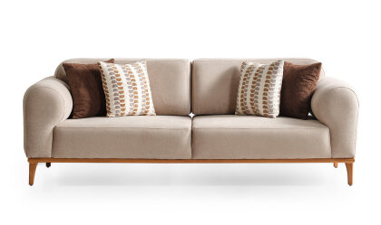 Medusa Home Mobilya - Heritage Krem Üçlü Koltuk