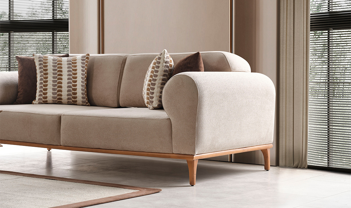 Medusa Home Mobilya - Heritage Krem Üçlü Koltuk