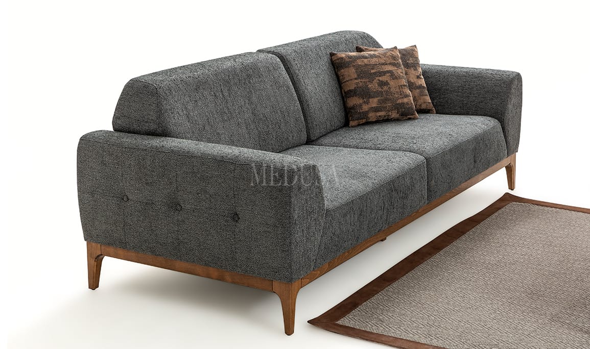 Medusa Home Mobilya - Hero Antrasit Üçlü Koltuk