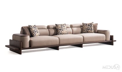 Medusa Home - Hisar Kahve Beşli Koltuk - Ahşap Kollu Medusa Home - Hisar Kahve Beşli Koltuk - Ahşap Kollu