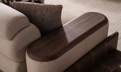 Medusa Home Mobilya - Hisar Kahve Beşli Koltuk - Ahşap Kollu