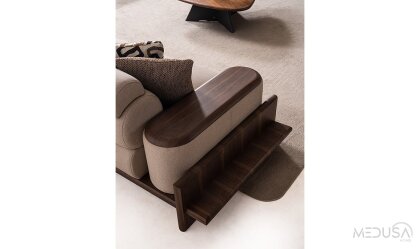 Medusa Home Mobilya - Hisar Kahve Beşli Koltuk - Ahşap Kollu