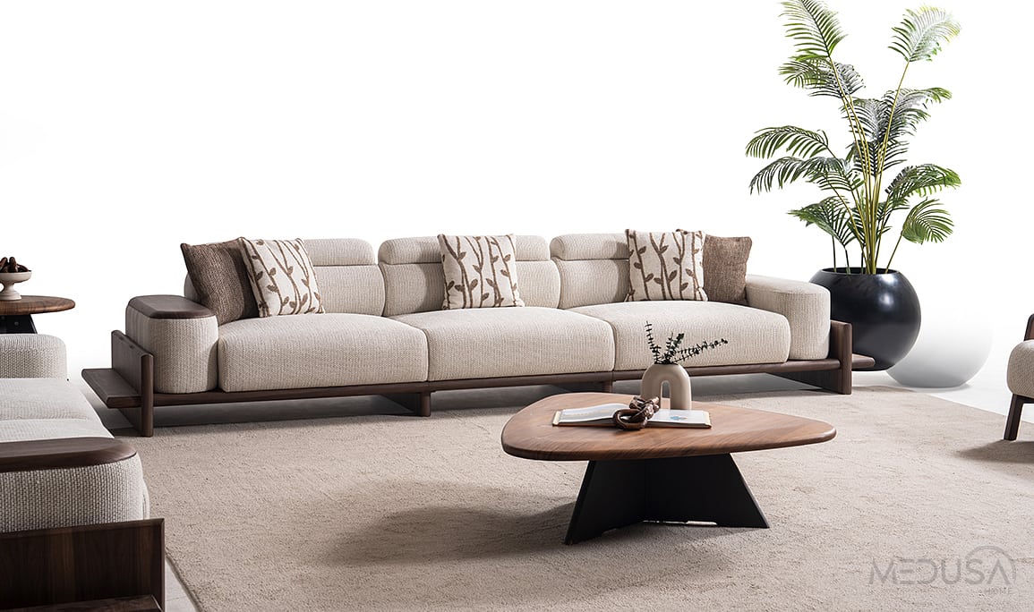 Medusa Home Mobilya - Hisar Krem Beşli Koltuk