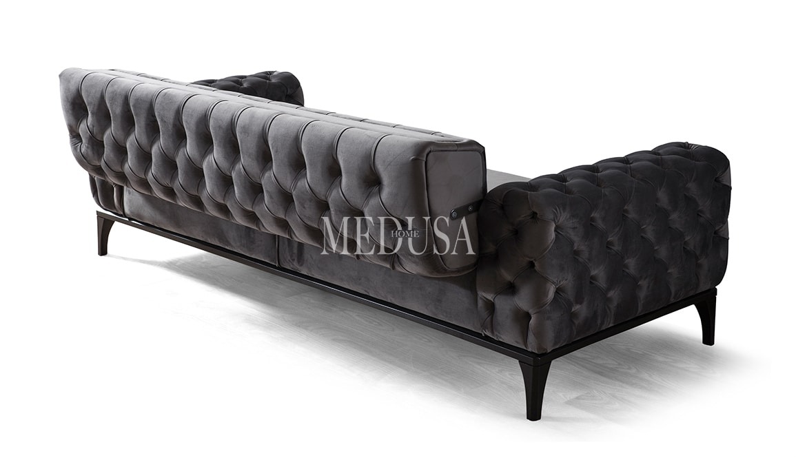 Medusa Home Mobilya - İcon Chester Üçlü Koltuk Antrasit