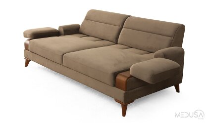 Medusa Home Mobilya - İlva Sandıklı Kahve Üçlü Koltuk