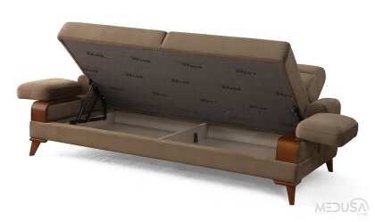 Medusa Home Mobilya - İlva Sandıklı Kahve Üçlü Koltuk