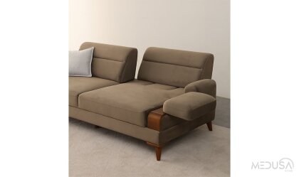Medusa Home Mobilya - İlva Sandıklı Kahve Üçlü Koltuk