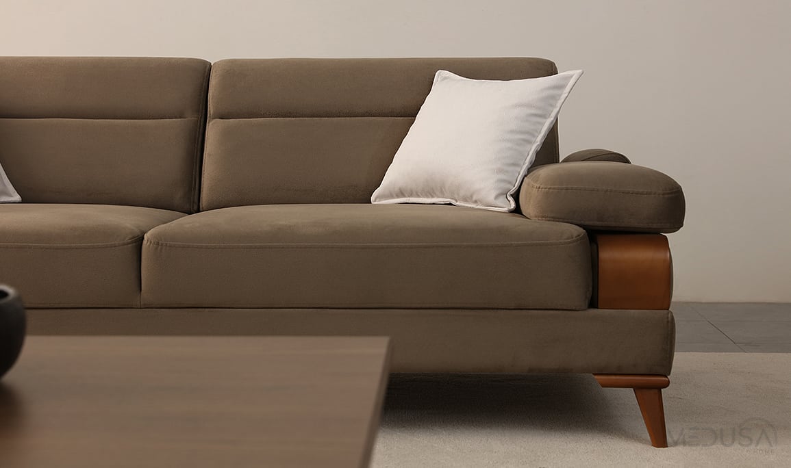 Medusa Home Mobilya - İlva Sandıklı Kahve Üçlü Koltuk