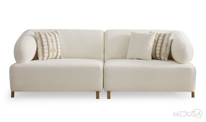 Medusa Home Mobilya - İlyora Antik Yataklı Üçlü Koltuk