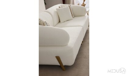 Medusa Home Mobilya - İlyora Antik Yataklı Üçlü Koltuk