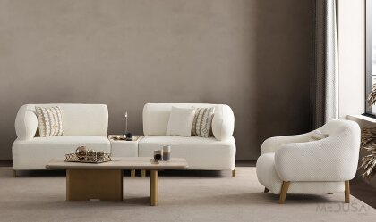 Medusa Home Mobilya - İlyora Antik Yataklı ve Sehpalı Üçlü Koltuk
