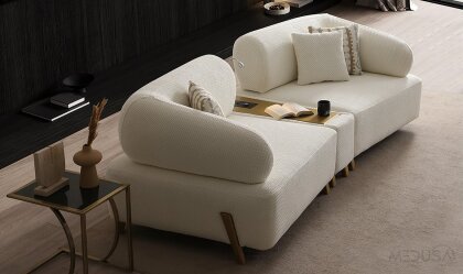 Medusa Home Mobilya - İlyora Antik Yataklı ve Sehpalı Üçlü Koltuk