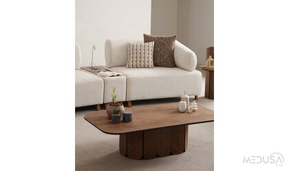 Medusa Home Mobilya - İlyora Wood Yataklı ve Sehpalı Üçlü Koltuk