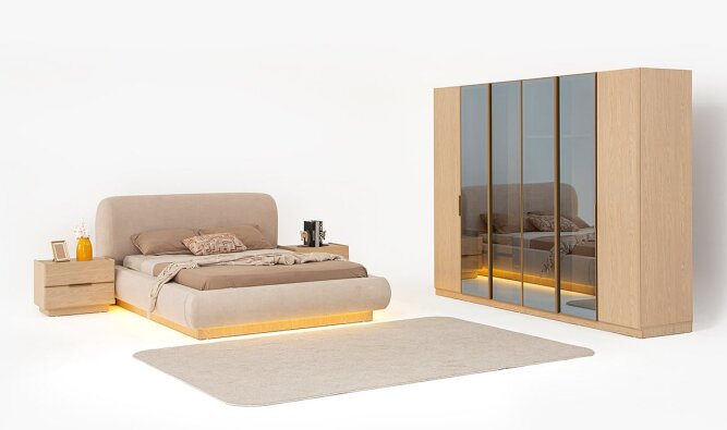 Medusa Home Mobilya - İmza Meşe Yatak Odası - Modern Yatak Odası