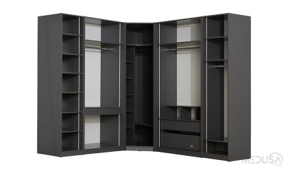 Medusa Home Mobilya - Infinity Black Köşe Gardırop