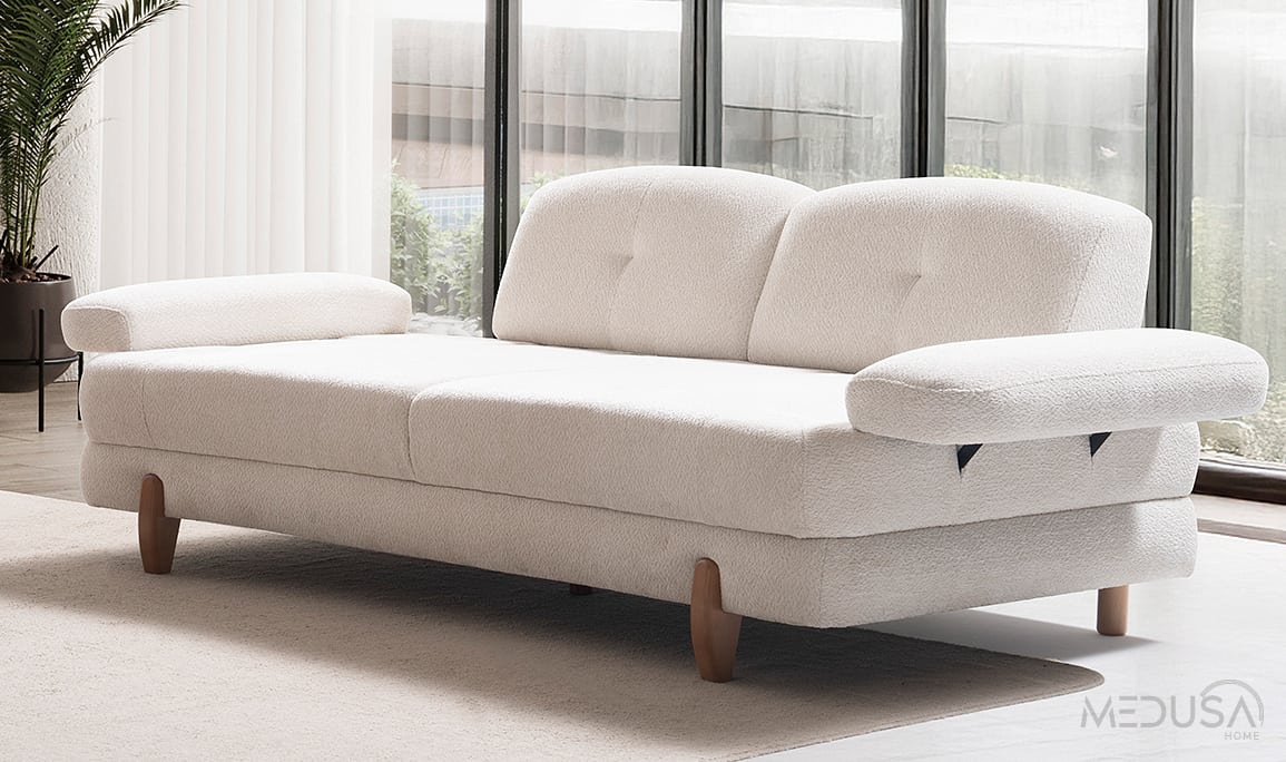 Medusa Home Mobilya - İstanbul Sandıklı Beyaz Üçlü Koltuk